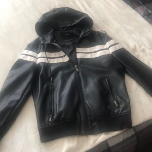 Leather hoodie